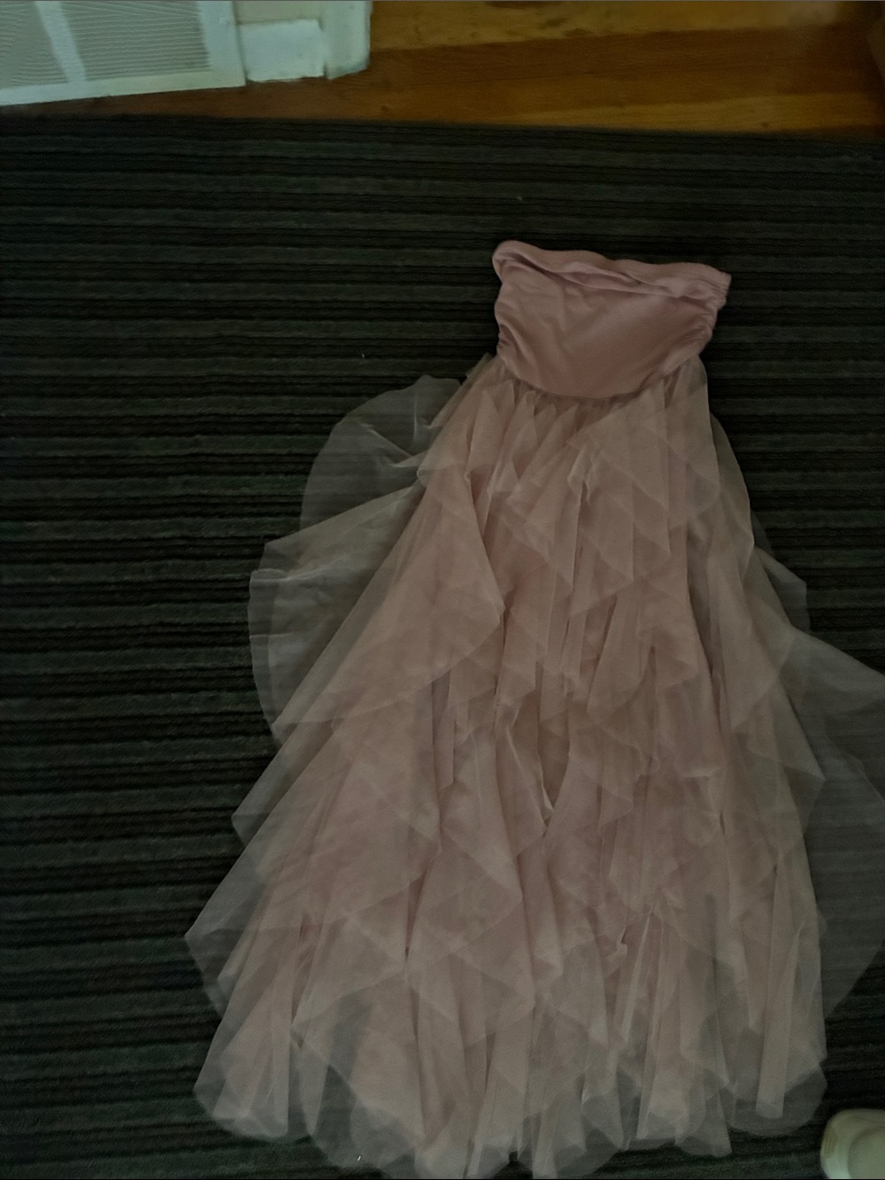 SHEIN Strapless Dusty Rose Layered Tulle Gown